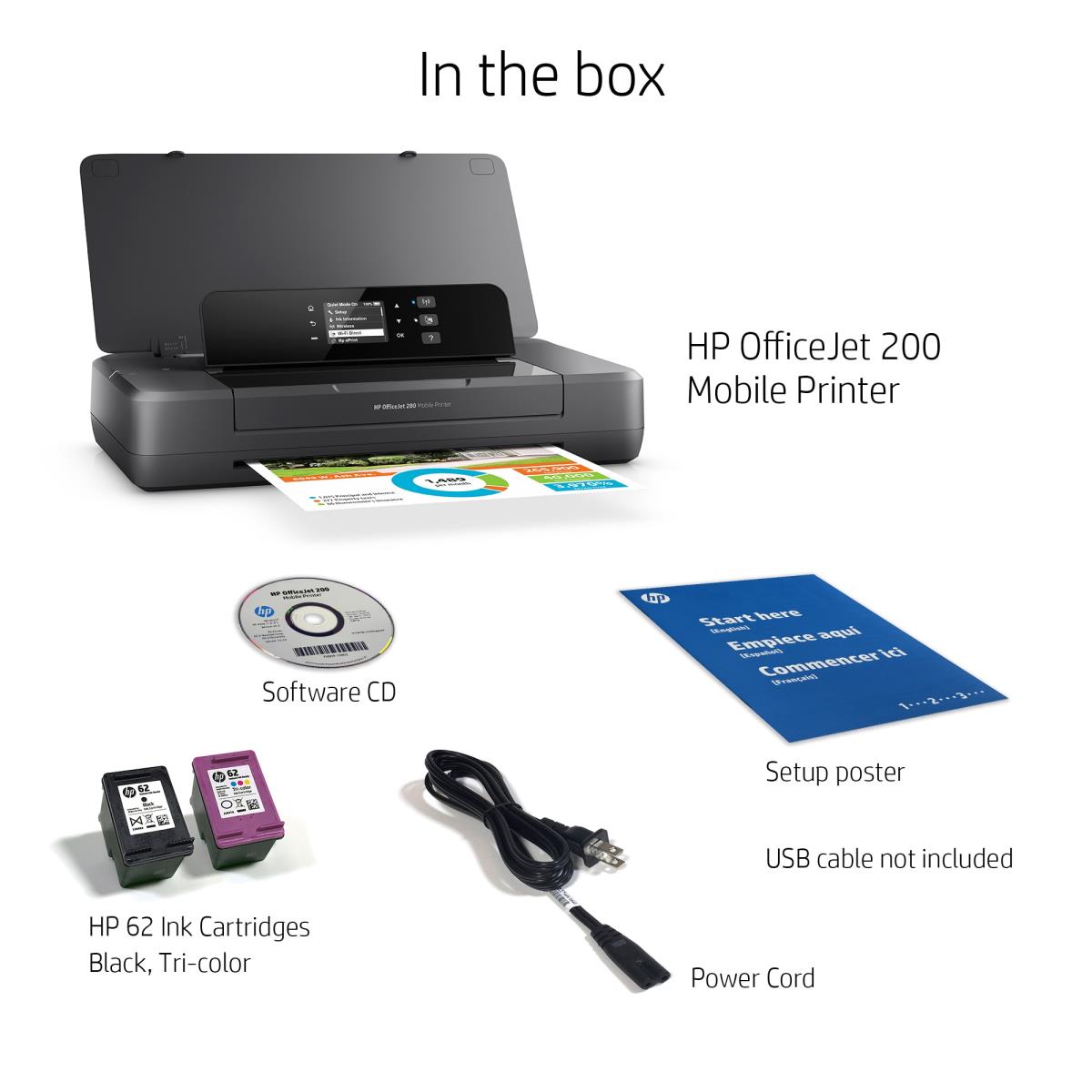 OfficeJet 200 Mobile - Color Printer - Inkjet - A4 - USB / Wi-Fi