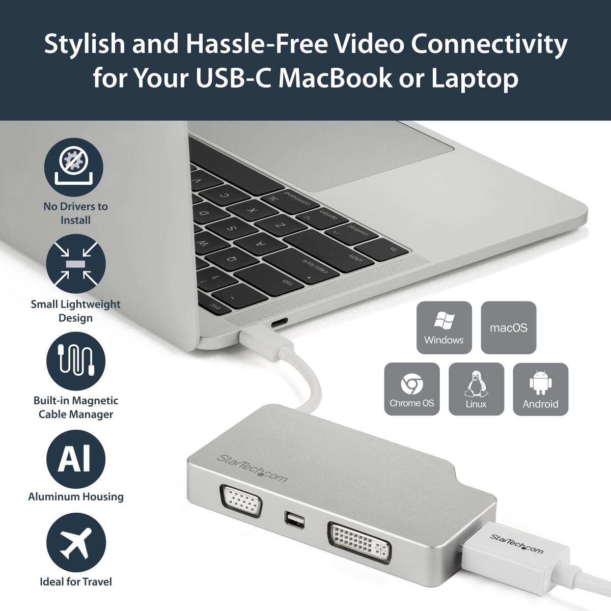 Video Converter 4-in-1 USB Type C To Vga DVI Hdmi Mdp-4k