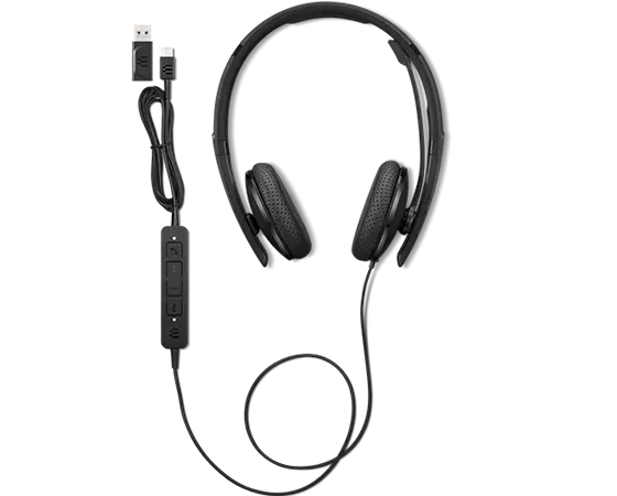 Wired VoIP Headset (UC) - Sterio - USB-C - Black - USB C to A converter