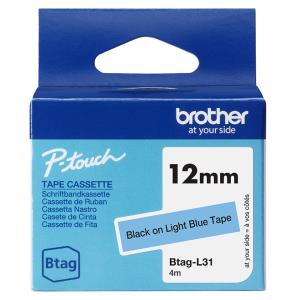 Tape 12mm Black On Light Blue (btagl31)